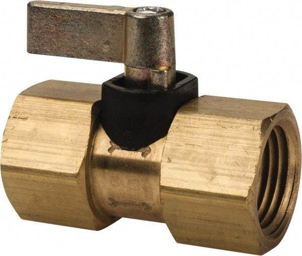 Specialty Mfr - 1/2" Pipe, Brass Standard Ball Valve - Inline - One Way Flow, FNPT x FNPT Ends, Lever Handle, 500 WOG - Americas Industrial Supply