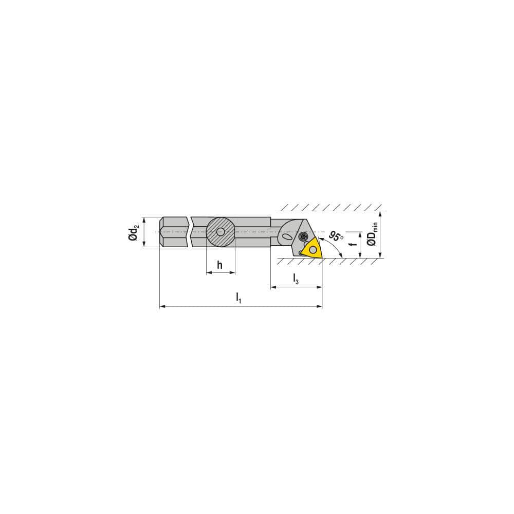 Indexable Boring Bar: A16M PWLNL 06, 20.00 mm Min Bore, 16.00 mm Shank Dia, 95.00° N/A Steel 150.0000″ OAL, Lever Clamp,