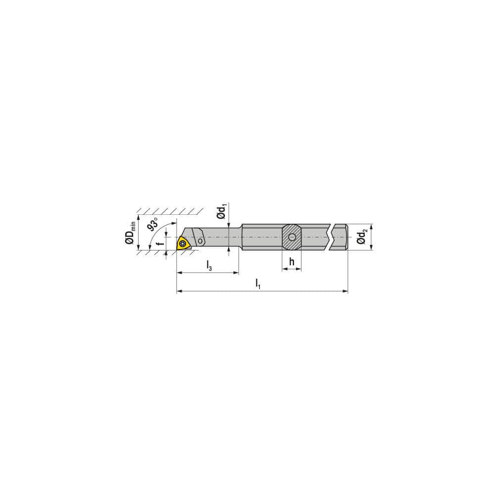 Indexable Boring Bar: EA0508HE0608H SWUCR02, 7.80 mm Min Bore, 8.00 mm Shank Dia, 93.00° N/A Solid Carbide 100.0000″ OAL, Screw Clamping,