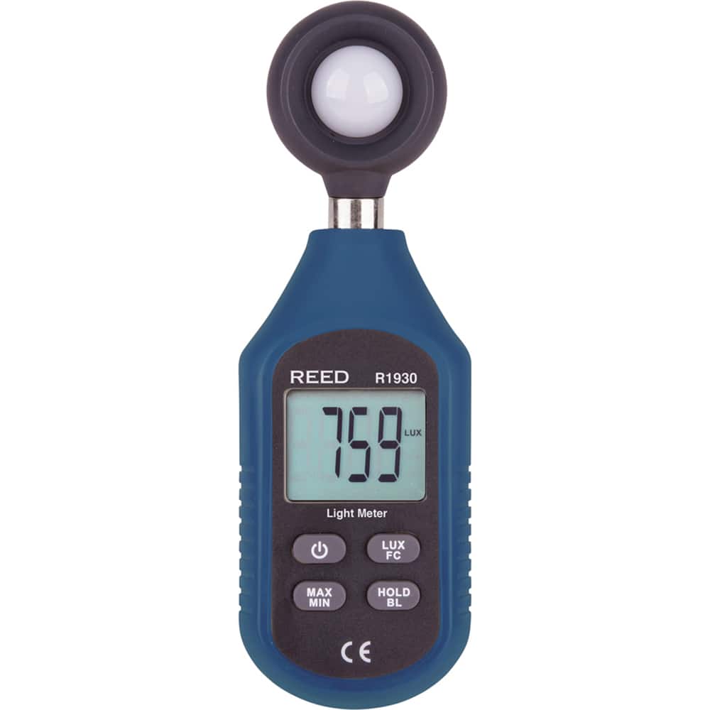 Light Meters; Compatible Lighting: All Visible Light; Maximum Measurement (FC): 18580; Maximum Measurement (Lux): 199999; Minimum Measurement (FC): 0; Minimum Measurement (Lux): 0; Accuracy ™ (%): 5; Sensor Type: Silicone Photodiode; Display Type: 4-Digi