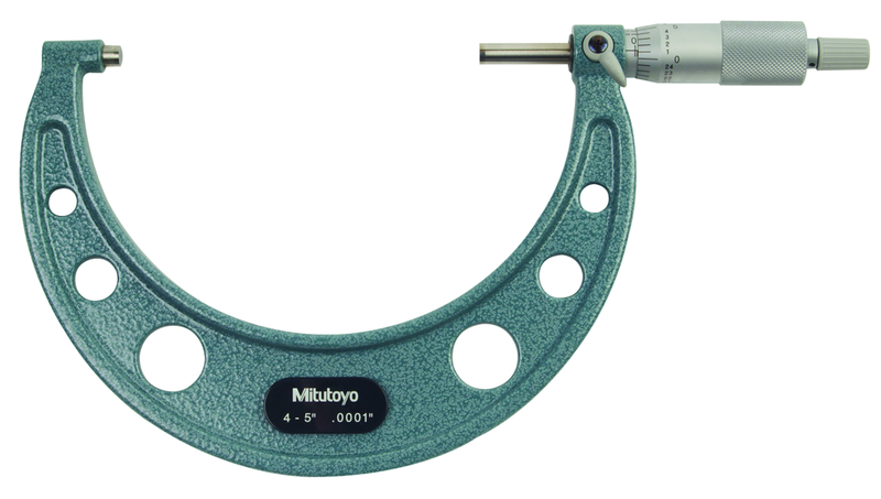 4 - 5'' Measuring Range - .0001 Graduation - Ratchet Thimble - Carbide Face - Outside Micrometer - Americas Industrial Supply