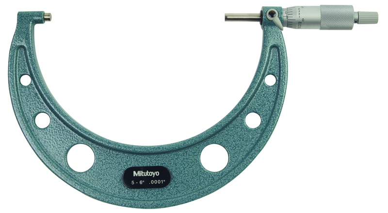 5 - 6'' Measuring Range - .0001 Graduation - Ratchet Thimble - Carbide Face - Outside Micrometer - Americas Industrial Supply