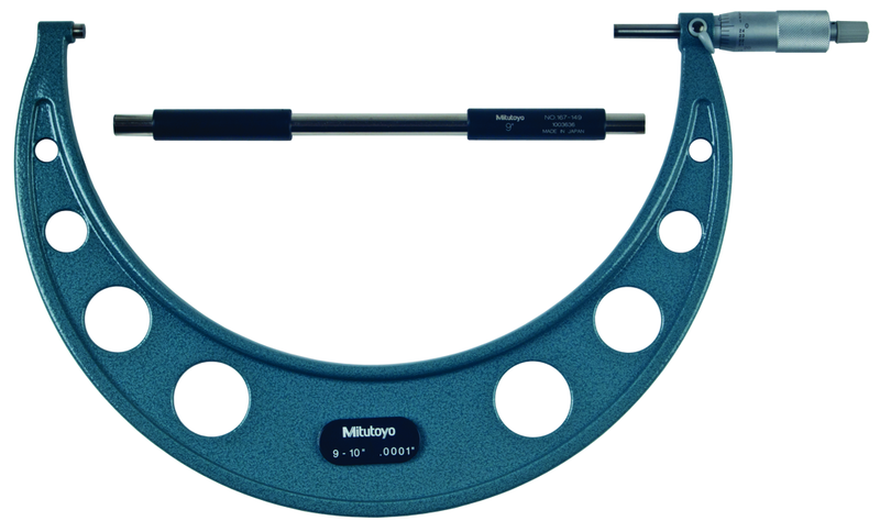 9 - 10'' Measuring Range - .0001 Graduation - Ratchet Thimble - Carbide Face - Outside Micrometer - Americas Industrial Supply