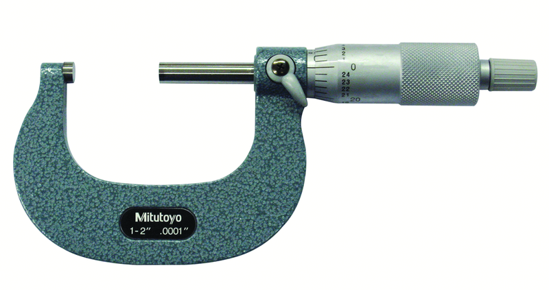 1 - 2'' Measuring Range - .0001 Graduation - Ratchet Thimble - Carbide Face - Outside Micrometer - Americas Industrial Supply