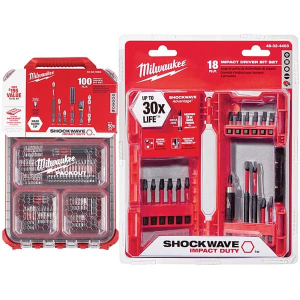 Milwaukee Tool - Power & Impact Screwdriver Bit Sets Point Type: Phillips; Slotted; Square; Torx Tool Type: Driver Bit - Americas Industrial Supply