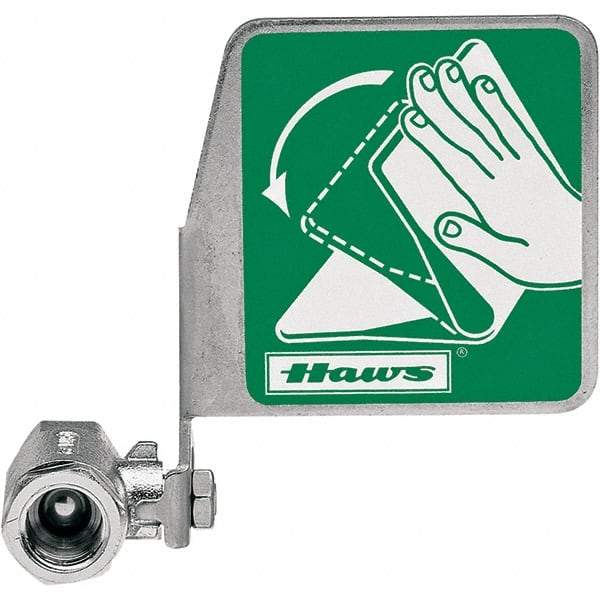 Haws - 1/2" Inlet, 7" Long x 5" Wide x 3" High, Stainless Steel Plumbed Wash Station Stay-Open Ball Valve - Green Matting, Compatible with Combination Drench Shower & Eye/Face Wash Stations - Americas Industrial Supply