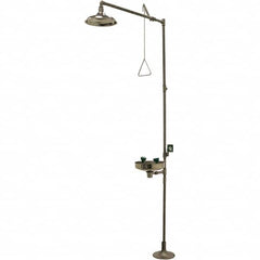 Haws - 25 GPM shower Flow, Drench shower & Eyewash Station - Bowl, Push Flag Activated, Stainless Steel Pipe, Stainless Steel Shower Head, Corrosion Resistant - Americas Industrial Supply