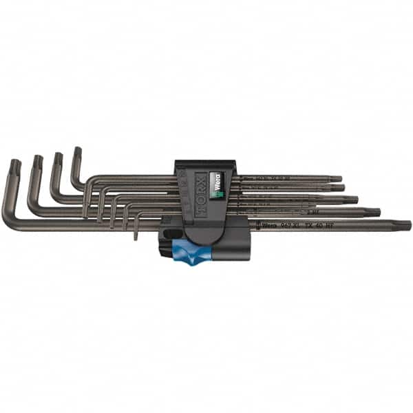 Wera - 9 Piece T8 to T40 Black Oxide Finish L-Key Torx Key Set - T8, T9, T10, T15, T20, T25, T27, T30, T40 Torx Size - Americas Industrial Supply