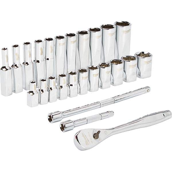 Milwaukee Tool - Socket Sets Measurement Type: SAE Drive Size: 1/4 - Americas Industrial Supply