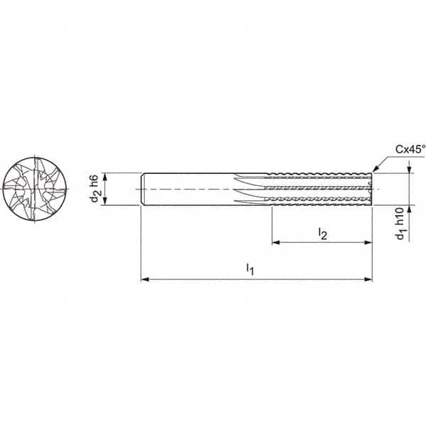 Mapal - Spiral Router Bits Cutting Diameter (mm): 8.00 Number of Flutes: 8 - Americas Industrial Supply