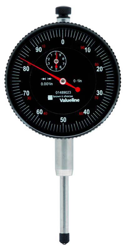 2-1/4" Face 0-100 Dial Reading .001" Graduation Black Face Indicator - Americas Industrial Supply