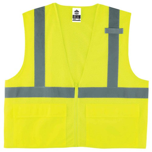 8220Z Standard Vest Lime L/ XL Zipper Glowear - Americas Industrial Supply