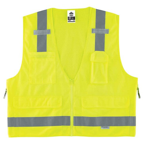 8250Z Glowear Surveyors Vest Lime 2X/3X - Americas Industrial Supply