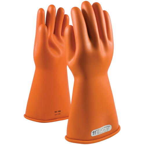 147-1-14/7 - Novax - Natural Rubber Insulating Glove - Class 1 - 14″ - Orange - Straight Cuff - Exact Industrial Supply