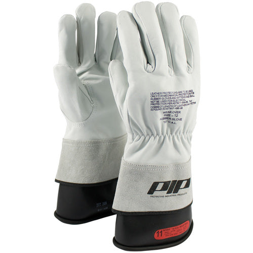 148-2000/12 Leather Gloves - Leather Protector - Grain Goatskin - Class 00-0 - 13 In. - Gauntlet Cuff - Exact Industrial Supply