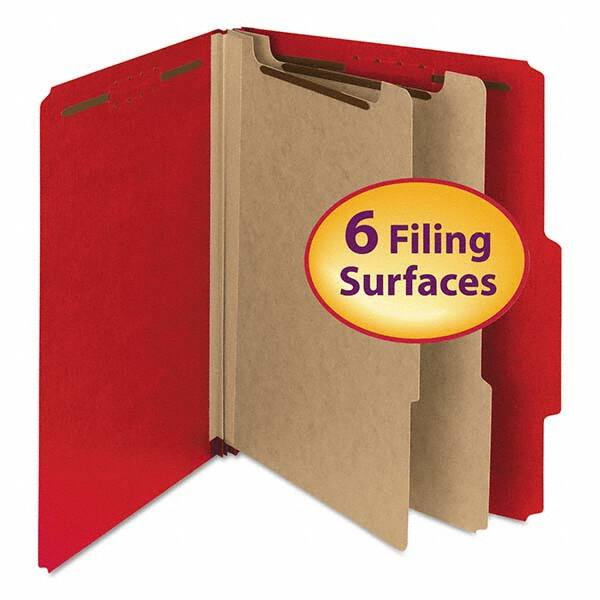 SMEAD - File Folders, Expansion Folders & Hanging Files Folder/File Type: Classification Folders with Tob Tab Fastener Color: Red - Americas Industrial Supply