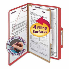 SMEAD - File Folders, Expansion Folders & Hanging Files Folder/File Type: Classification Folders with Tob Tab Fastener Color: Red - Americas Industrial Supply
