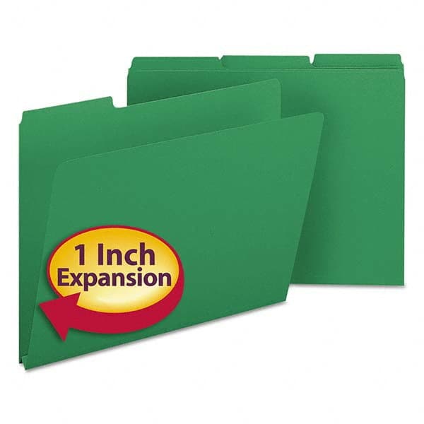 SMEAD - File Folders, Expansion Folders & Hanging Files Folder/File Type: File Folders with Top Tab Fastener Color: Green - Americas Industrial Supply