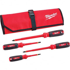 Milwaukee Tool - Screwdriver Sets Screwdriver Types Included: Insulated Slotted; Phillips Number of Pieces: 4 - Americas Industrial Supply