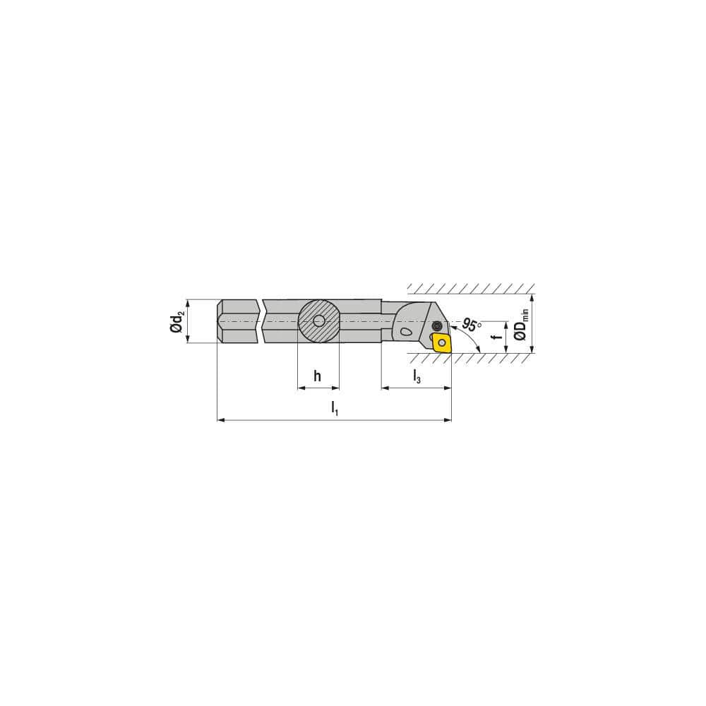 Indexable Boring Bar: E-A32S PCLNL 12, 39.00 mm Min Bore, 32.00 mm Shank Dia, 95.00° N/A Solid Carbide 250.0000″ OAL, Lever Clamp,