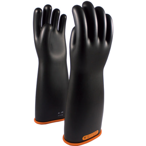155-4-18/9 - Novax - Natural Rubber Insulating Glove - Class 4 - 18″ - Black/Orange - Straight Cuff - Exact Industrial Supply