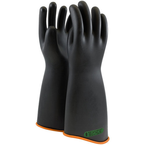 158-3-18/11 - Novax - Natural Rubber Insulating Glove - Class 3 - 18″ - Black/Orange - Contour Cuff - Exact Industrial Supply