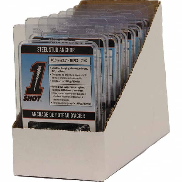 1Shot Steel Stud Anchor - Drywall & Hollow Wall Anchors Type: Self Drilling Material: Zinc - Americas Industrial Supply