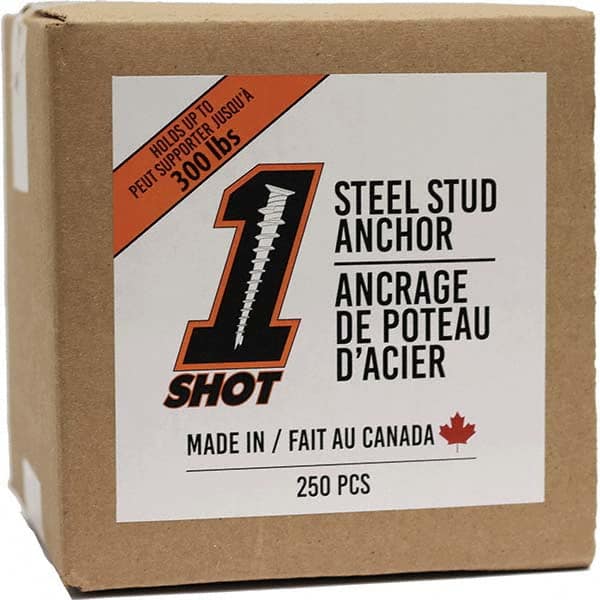 1Shot Steel Stud Anchor - Drywall & Hollow Wall Anchors Type: Self Drilling Material: Zinc - Americas Industrial Supply