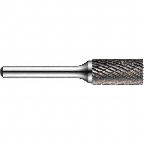Precision Twist Drill - 1" Cut Diam, 1/4" Shank Diam, Carbide Double Cut Cylinder Burr with End Cut - Americas Industrial Supply