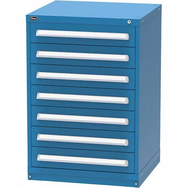 Vidmar - 7 Drawer, 344 Compartment Bright Blue Steel Modular Storage Cabinet - Americas Industrial Supply