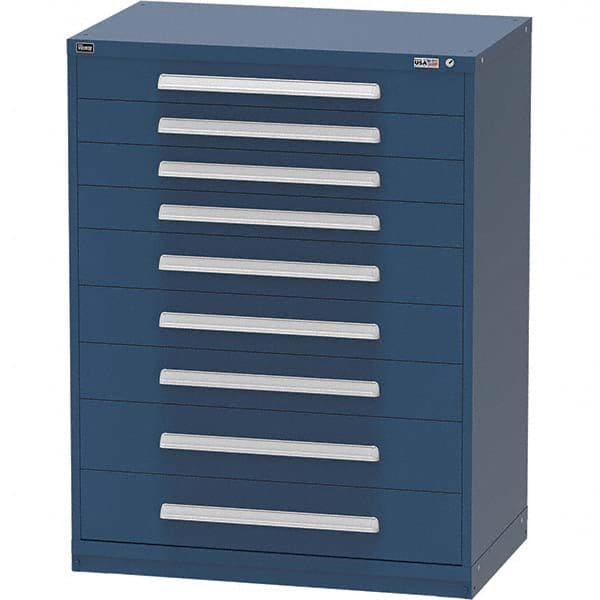 Vidmar - 9 Drawer Bright Blue Steel Modular Storage Cabinet - Americas Industrial Supply