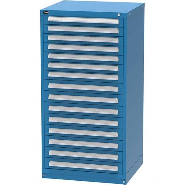 Vidmar - 15 Drawer, 124 Compartment Bright Blue Steel Modular Storage Cabinet - Americas Industrial Supply