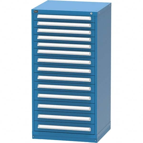 Vidmar - 14 Drawer, 124 Compartment Bright Blue Steel Modular Storage Cabinet - Americas Industrial Supply