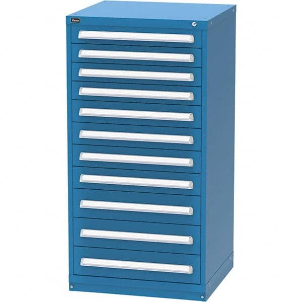 Vidmar - 11 Drawer, 124 Compartment Bright Blue Steel Modular Storage Cabinet - Americas Industrial Supply