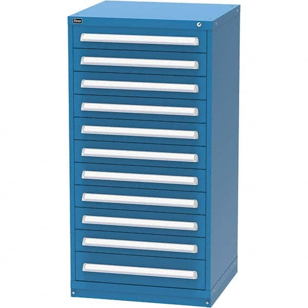 Vidmar - 11 Drawer, 124 Compartment Bright Blue Steel Modular Storage Cabinet - Americas Industrial Supply