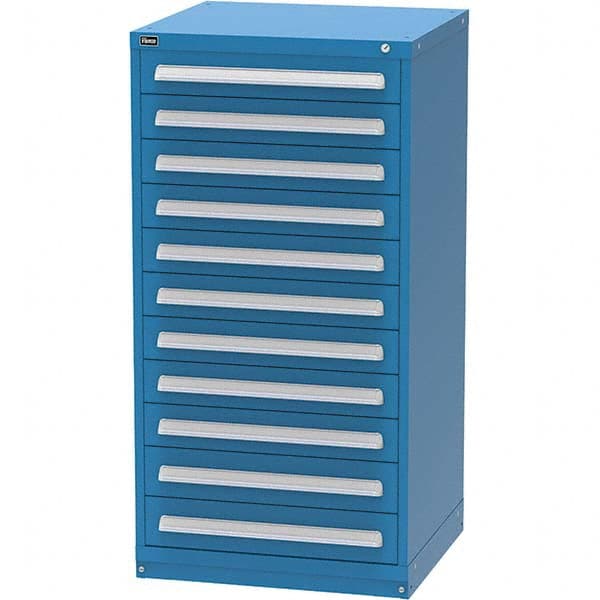 Vidmar - 11 Drawer, 344 Compartment Bright Blue Steel Modular Storage Cabinet - Americas Industrial Supply