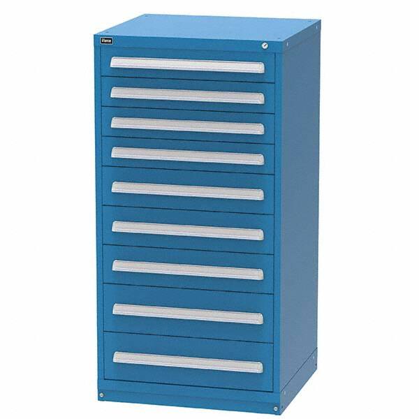 Vidmar - 9 Drawer Bright Blue Steel Modular Storage Cabinet - Americas Industrial Supply