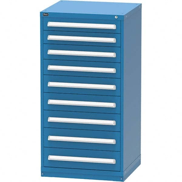 Vidmar - 9 Drawer Bright Blue Steel Modular Storage Cabinet - Americas Industrial Supply