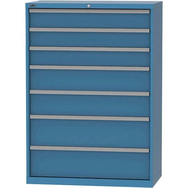 LISTA - 7 Drawer, 84 Compartment Bright Blue Steel Modular Storage Cabinet - Americas Industrial Supply