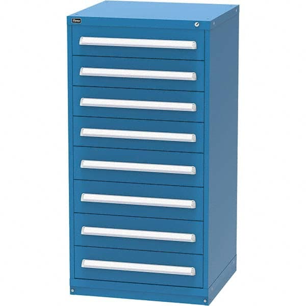 Vidmar - 8 Drawer, 124 Compartment Bright Blue Steel Modular Storage Cabinet - Americas Industrial Supply
