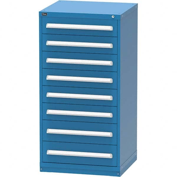 Vidmar - 8 Drawer, 124 Compartment Bright Blue Steel Modular Storage Cabinet - Americas Industrial Supply