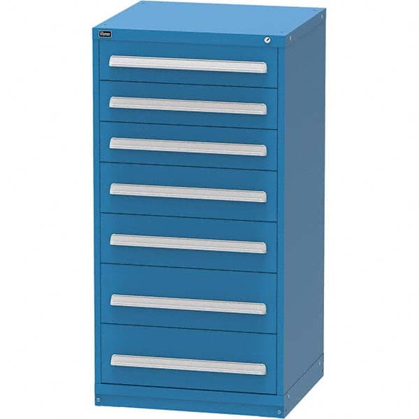 Vidmar - 7 Drawer Bright Blue Steel Modular Storage Cabinet - Americas Industrial Supply