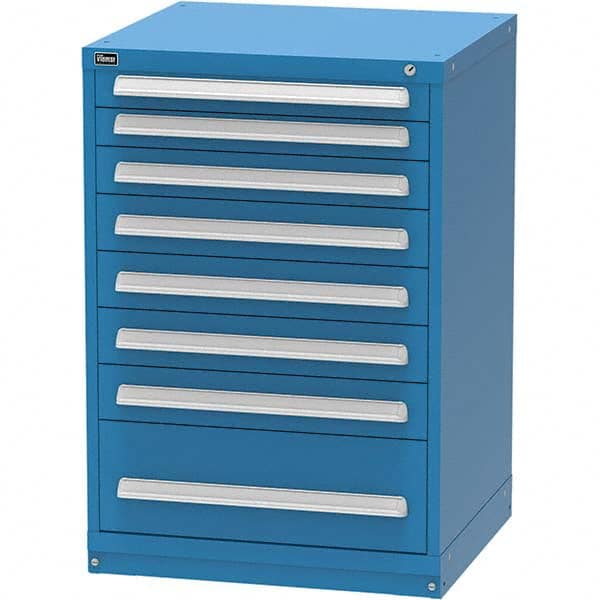 Vidmar - 8 Drawer, 124 Compartment Bright Blue Steel Modular Storage Cabinet - Americas Industrial Supply