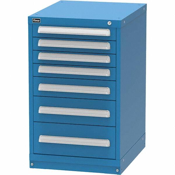 Vidmar - 7 Drawer, 45 Compartment Bright Blue Steel Modular Storage Cabinet - Americas Industrial Supply