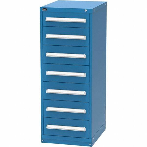Vidmar - 7 Drawer, 45 Compartment Bright Blue Steel Modular Storage Cabinet - Americas Industrial Supply