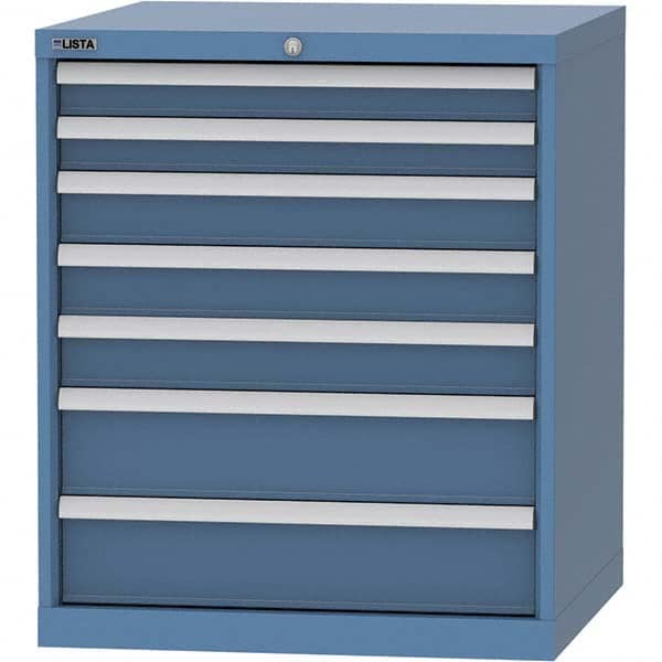 LISTA - 7 Drawer, 45 Compartment Bright Blue Steel Modular Storage Cabinet - Americas Industrial Supply