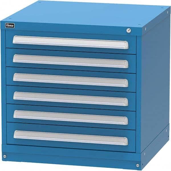 Vidmar - 6 Drawer Bright Blue Steel Modular Storage Cabinet - Americas Industrial Supply