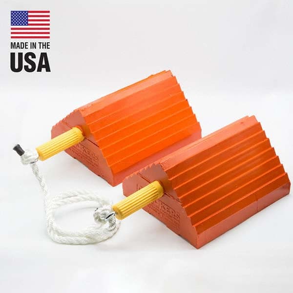 Checkers - 1 2-Piece 8-1/2" Wide x 5" High x 10" Deep Polyurethane Wheel Chock - Americas Industrial Supply