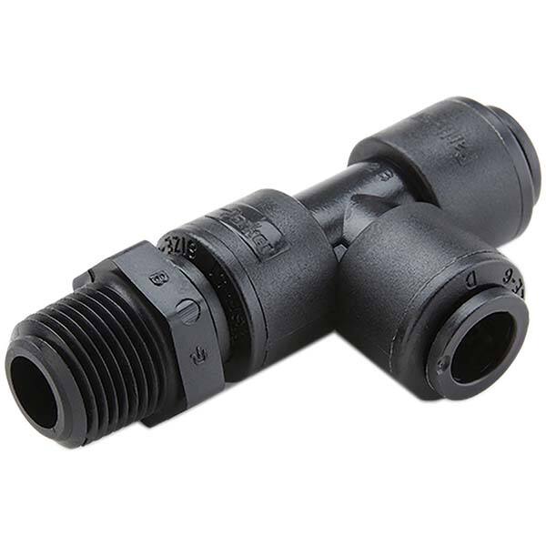 Parker - Plastic Push-To-Connect Tube Fittings Type: Male Swivel Run Tee Tube Outside Diameter (Inch): 1/4 - Americas Industrial Supply