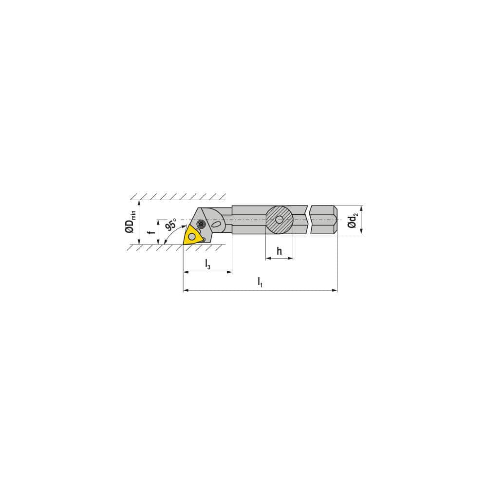 Indexable Boring Bar: A16M PWLNR 06, 20.00 mm Min Bore, 16.00 mm Shank Dia, 95.00° N/A Steel 150.0000″ OAL, Lever Clamp,
